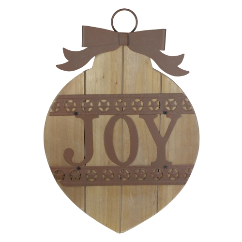 17.25" Rustic Brown JOY Christmas Ornament Wall Sign