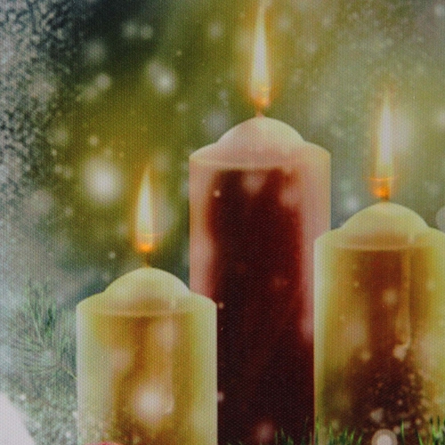 LED Lighted Snowy Window Pane and Candles Christmas Canvas Wall Art 23.5" x 15.5"