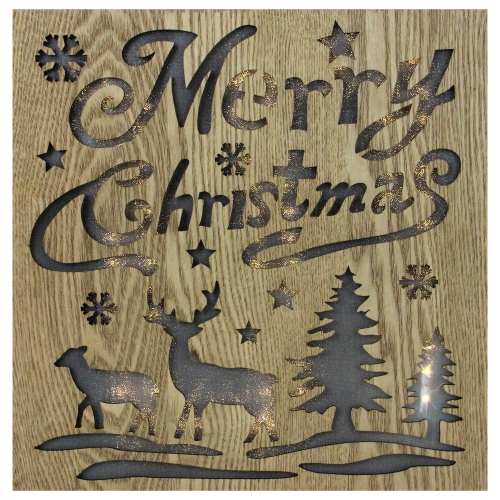 DIVA AT HOME  12" Lighted Wooden "merry Christmas" Christmas Wall Decoration