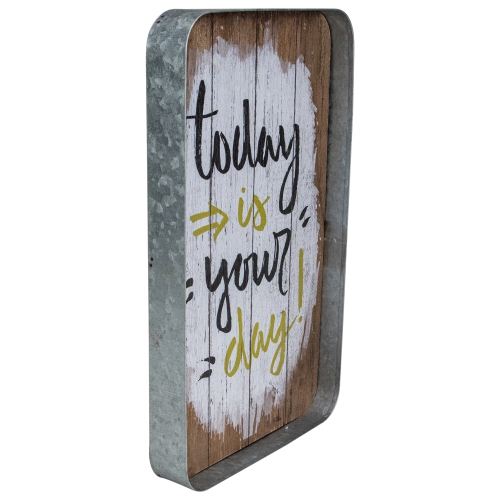 15.75" Black and Yellow Metal Today is Your Day Hanging Sign
