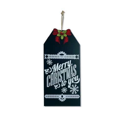19.25" Merry Christmas to You Hanging Chalkboard Sign with Bow Christmas Decoration