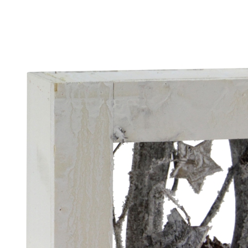 14.25" Decorated Standing Birch Branches in Wood Frame Table or Wall Decoration