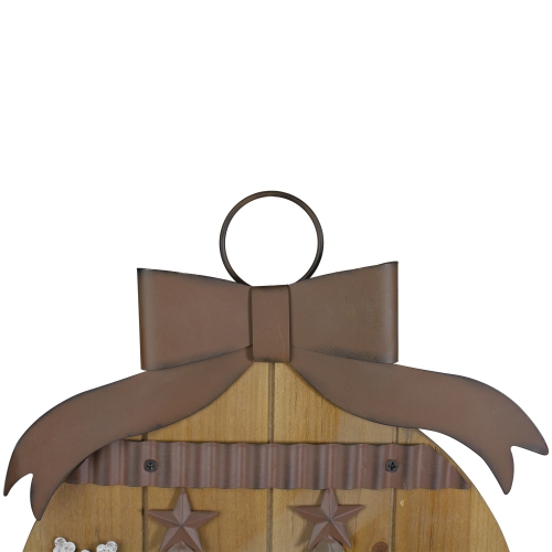 17.5" Rustic Brown Christmas Trees and Snowflakes Wall Sign