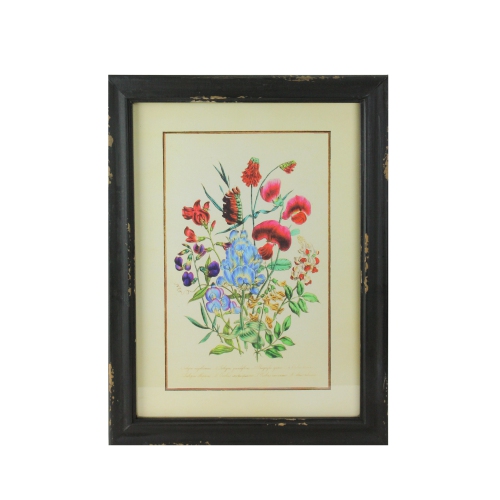 RAZ  16" Black And Butter Lathyrus And Ouroboros Distressed Wood Framed Print Wall Art In Yellow