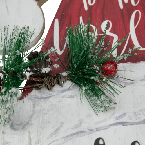 16.5" Joy to the World Snowman in Santa Hat Christmas Wall Decoration