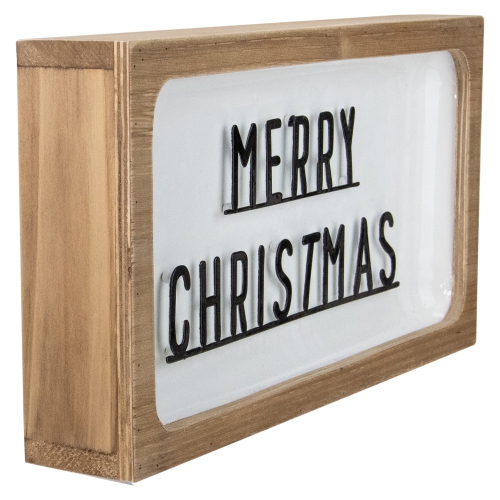 13" White and Brown "Merry Christmas" 3D Wooden Christmas Wall or Tabletop Decor