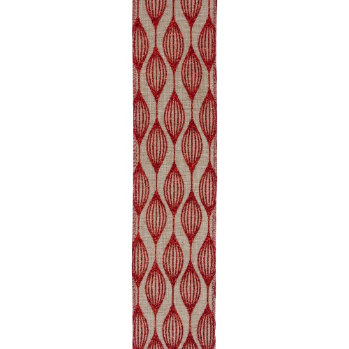 Club Pack of 12 Red and Beige Christmas Wired Craft Ribbons 2.5" x 120 Yards