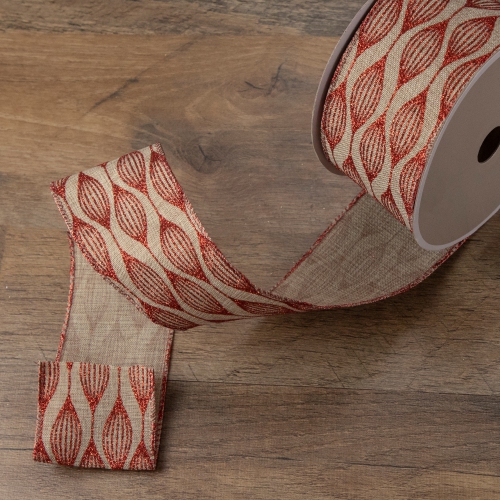 Club Pack of 12 Red and Beige Christmas Wired Craft Ribbons 2.5" x 120 Yards