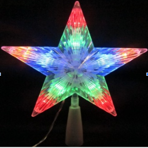 8" Pre-Lit Clear Crystal Star Christmas Tree Topper - Multicolor LED Lights