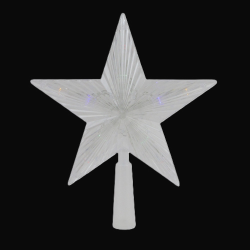 8" Pre-Lit Clear Crystal Star Christmas Tree Topper - Multicolor LED Lights