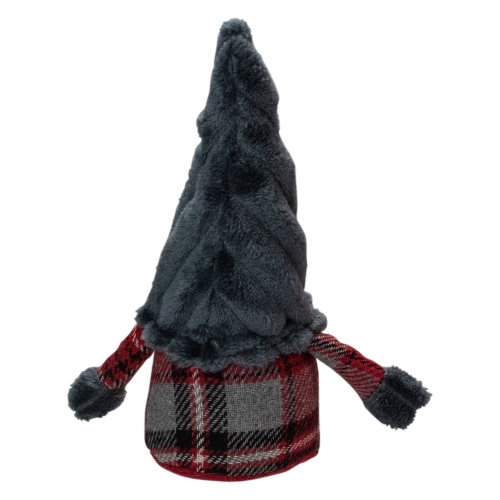 9" Red and Gray Plaid Standing Christmas Tabletop Gnome