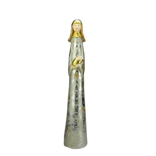 23" Silver Distressed Mary and Baby Jesus Christmas Nativity Figurine