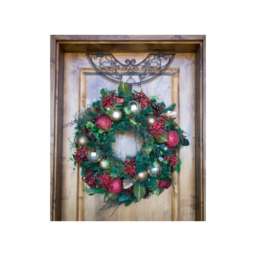24" Brown Holly Berry Design Adjustable Decorative Christmas Wreath Hanger