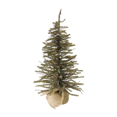 2' Green and Brown Warsaw Twig Artificial Christmas Tree with Burlap Base - Unlit