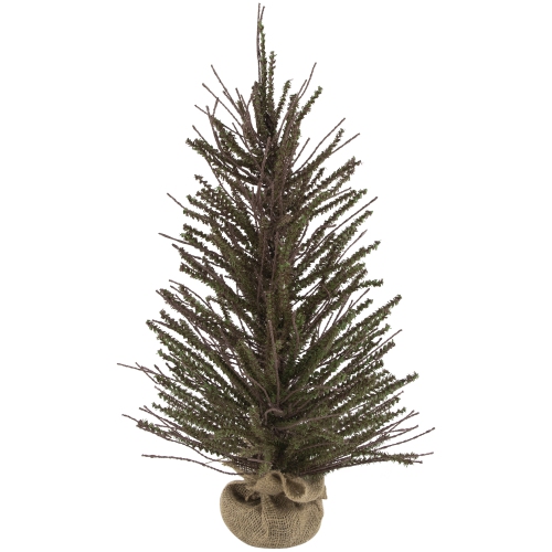2' Green and Brown Warsaw Twig Artificial Christmas Tree with Burlap Base - Unlit