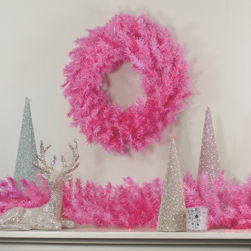 36" Pink Spruce Artificial Christmas Wreath, Unlit