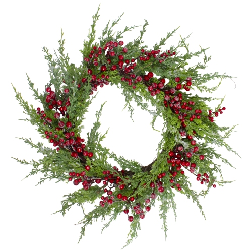 NORTHLIGHT  Frosted Berries Artificial Christmas Wreath - 26-Inch, Unlit In Red