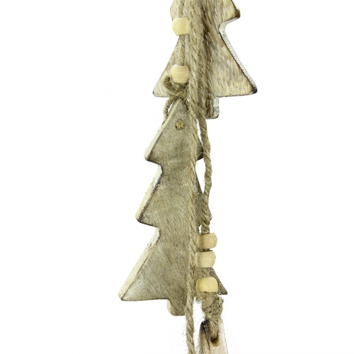 GALLERIE II  20" Creamy Four Christmas Trees On Twine Dangle Holiday Ornament In White