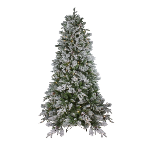 Sapin de Noël artificiel émeraude de romarin en forme d’ange floqué illuminé de 9 pi – lumières à DEL transparentes