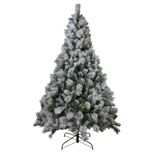 6.5' Pre-Lit Full Flocked Somerset Spruce Artificial Christmas Tree - Clear Lights
