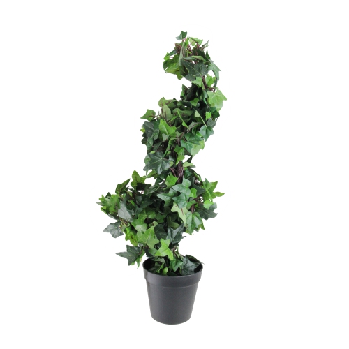 NORTHLIGHT  1.8' And Black Potted Ivy Spiral Topiary Artificial Christmas Tree - Unlit In Green