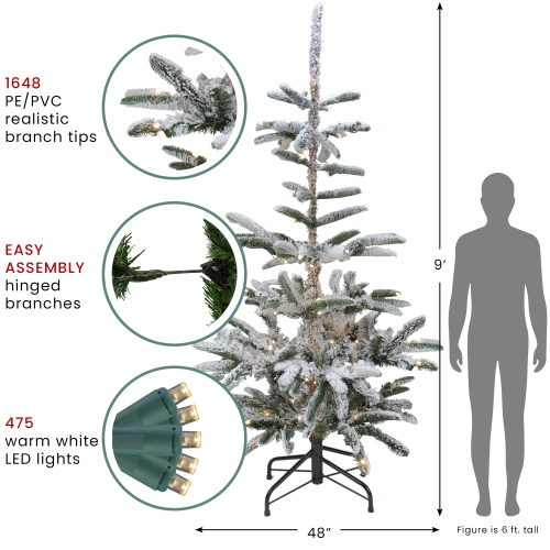 Sapin de Noël artificiel Nordmann en fil métallique illuminé vert de 9 pi – lumières à DEL claires et chaudes