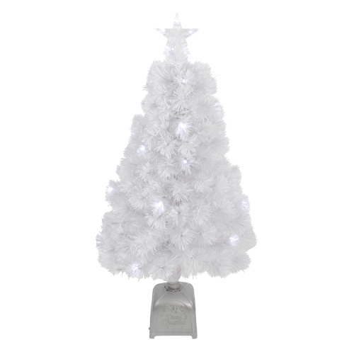 NORTHLIGHT  3' Pre-Lit Led Color Changing Fiber Optic Artificial Christmas Tree In White