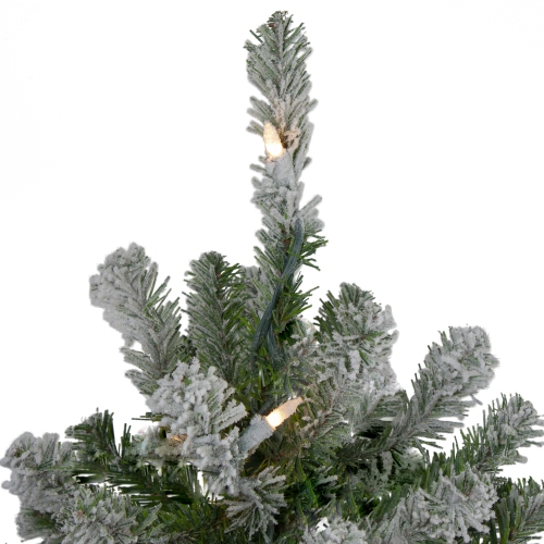 7' Pre-Lit Pencil Flocked Alpine Artificial Christmas Tree - Clear Lights