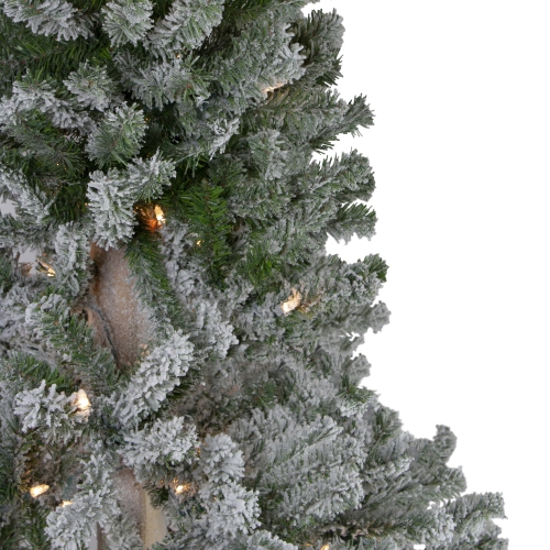 7' Pre-Lit Pencil Flocked Alpine Artificial Christmas Tree - Clear Lights