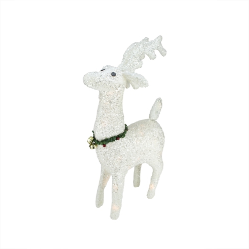 NORTHLIGHT  28.5" Plush Glittered Reindeer Christmas Outdoor Decoration In White