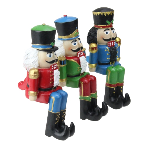 Set of 3 Red, Blue and Green Nutcracker Christmas Stocking Holders 7.5"