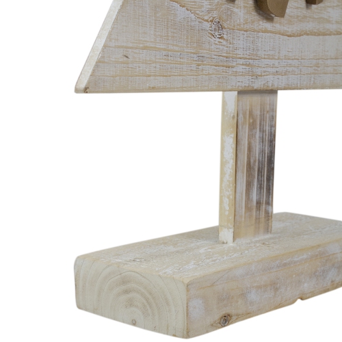 23" Gold and Red Merry and Bright Wooden Christmas Tree Decoration