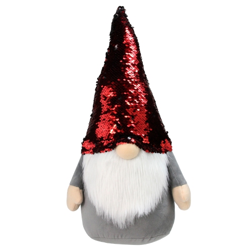 NORTHLIGHT  18" Gnome With And Black Flip Sequin Hat Christmas Decoration In Red