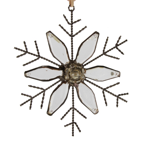 5" Silent Luxury Rustic Jeweled Flat Tip Snowflake Christmas Ornament