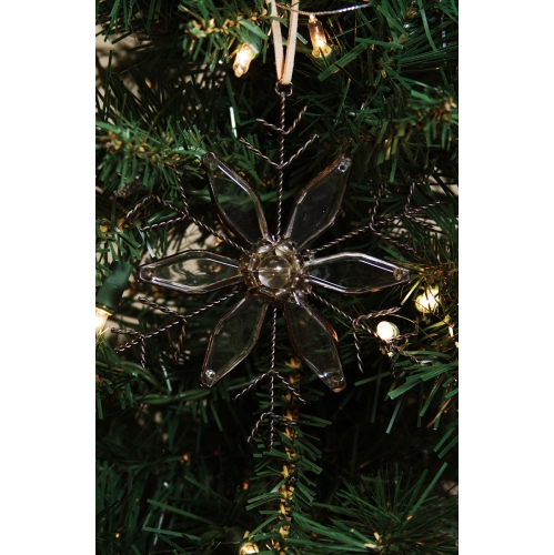 5" Silent Luxury Rustic Jeweled Flat Tip Snowflake Christmas Ornament