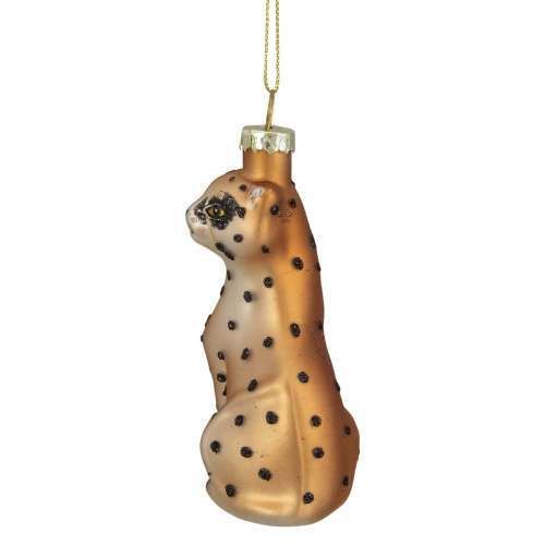 4" Black and Orange Glass Leopard Christmas Ornament