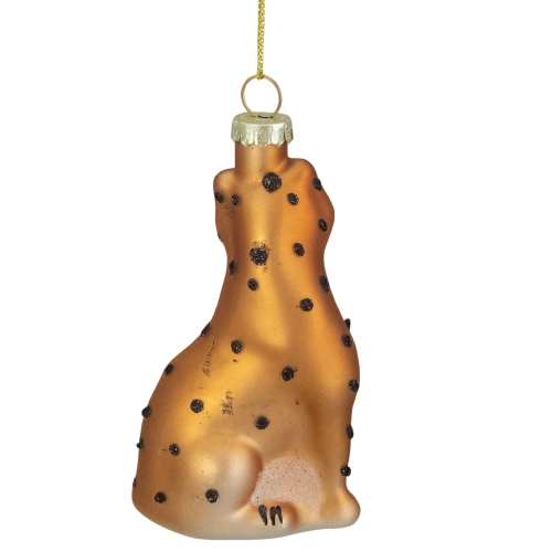 4" Black and Orange Glass Leopard Christmas Ornament
