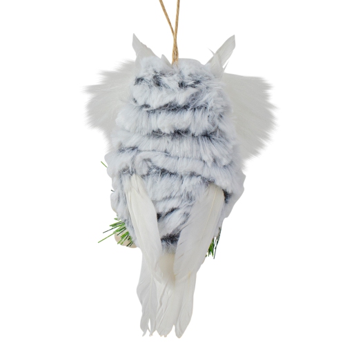 6" White Owl with Pinecones and Berries Christmas Ornament