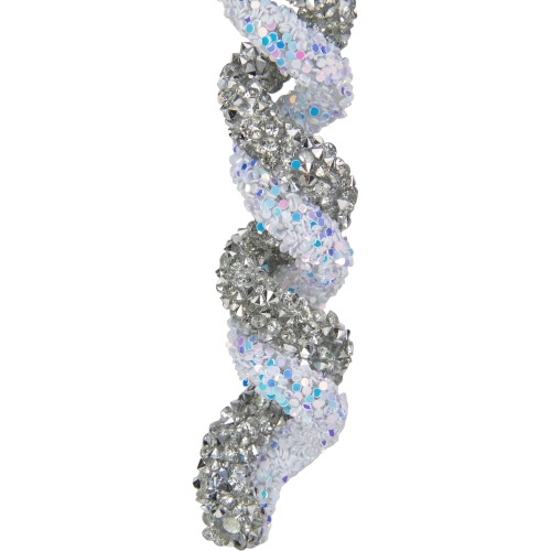 7" Gray and Blue Glitter Spiral Twist Icicle Christmas Ornament