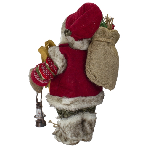 12" Standing Santa With a Sled and Lantern Christmas Figure