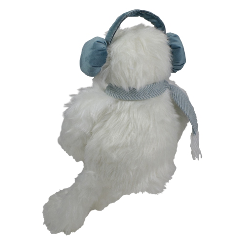 18-Inch Plush White and Blue Sitting Tabletop Yeti Christmas Figure