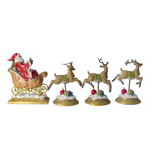 Set of 4 Santa and Reindeer Christmas Stocking Holders 9.5"