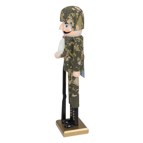 15" Beige and Green Army Soldier in Fatigues Christmas Nutcracker