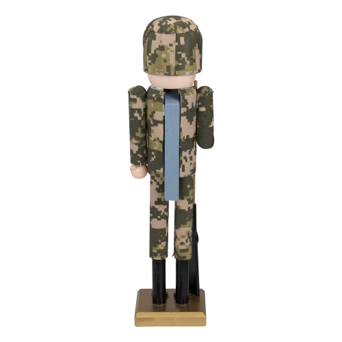 15" Beige and Green Army Soldier in Fatigues Christmas Nutcracker