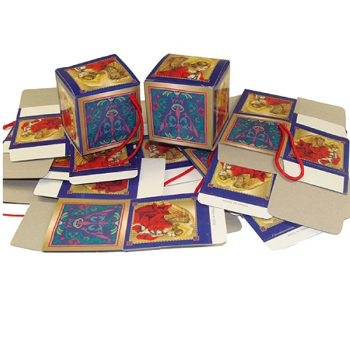 Club Pack of 1440 Blue and Gold Trumpeting Angel Mini Gift Box Christmas Ornaments 2"