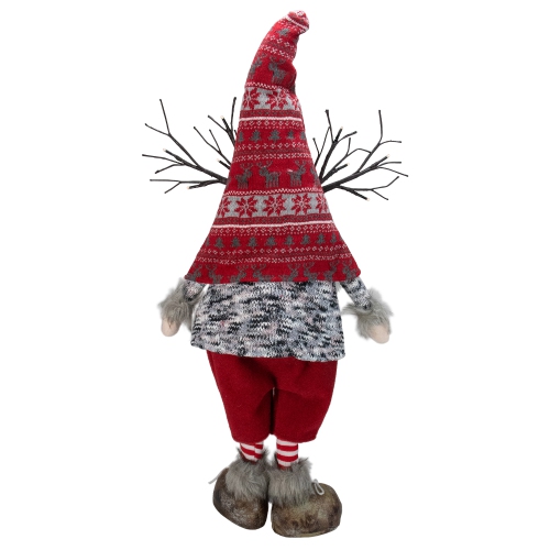 30" Red Nordic Hat Standing Santa Christmas Gnome with LED Antler