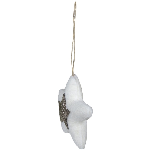 3.75" White and Silver Star Hanging Christmas Ornament