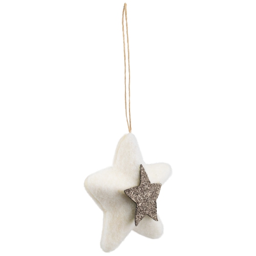 3.75" White and Silver Star Hanging Christmas Ornament
