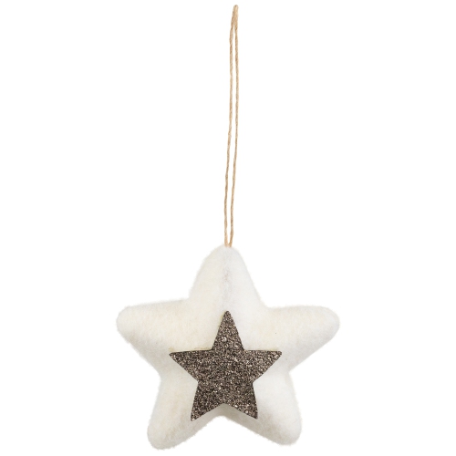 3.75" White and Silver Star Hanging Christmas Ornament
