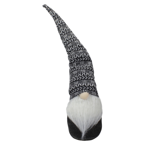 NORTHLIGHT  25-Inch Black And Gnome Tabletop Christmas Decoration In White